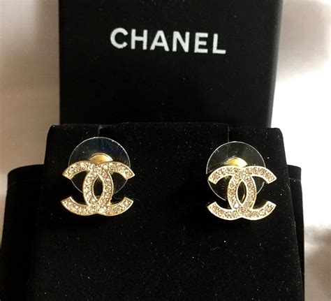 chanel logo stud earrings cheap|authentic chanel stud earrings.